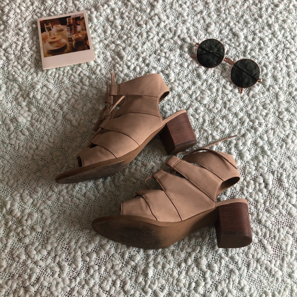 Tan Strap on Lace Platform